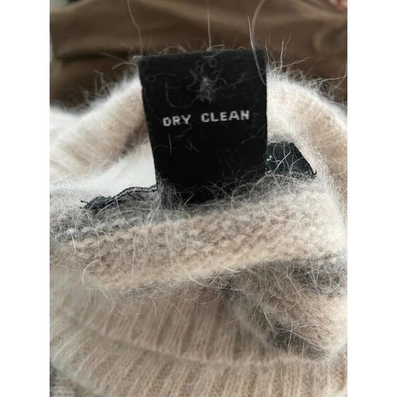 Paraphrase - Wool Angora Rabbit H striped tan sweater turtle neck W size Medium - Picture 4 of 5